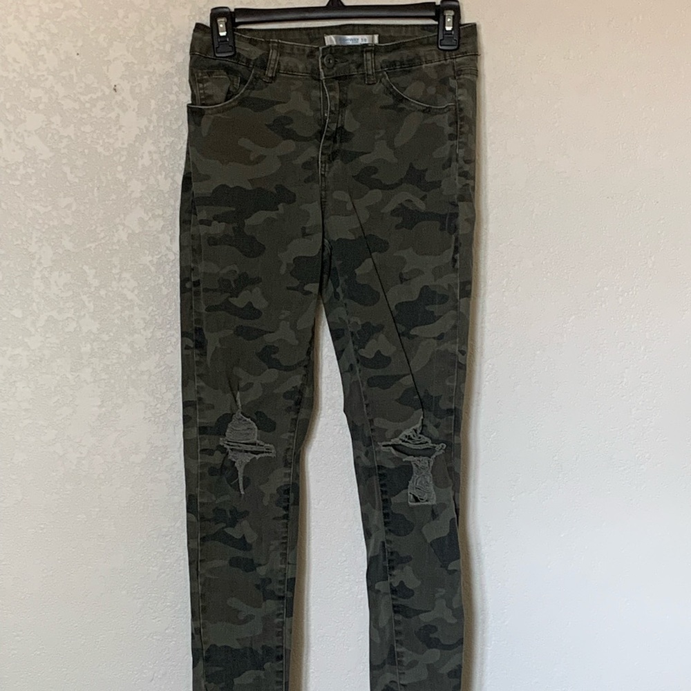 Ripped camo jeans